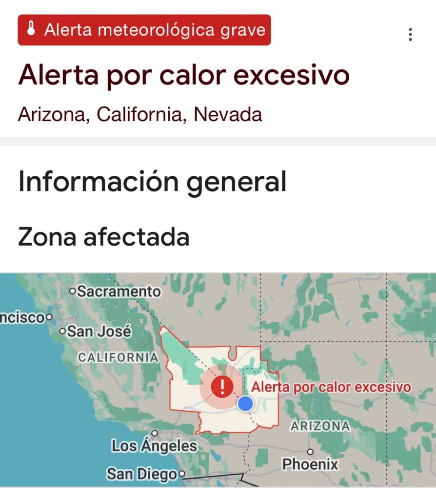 Alerta por calor excesivo