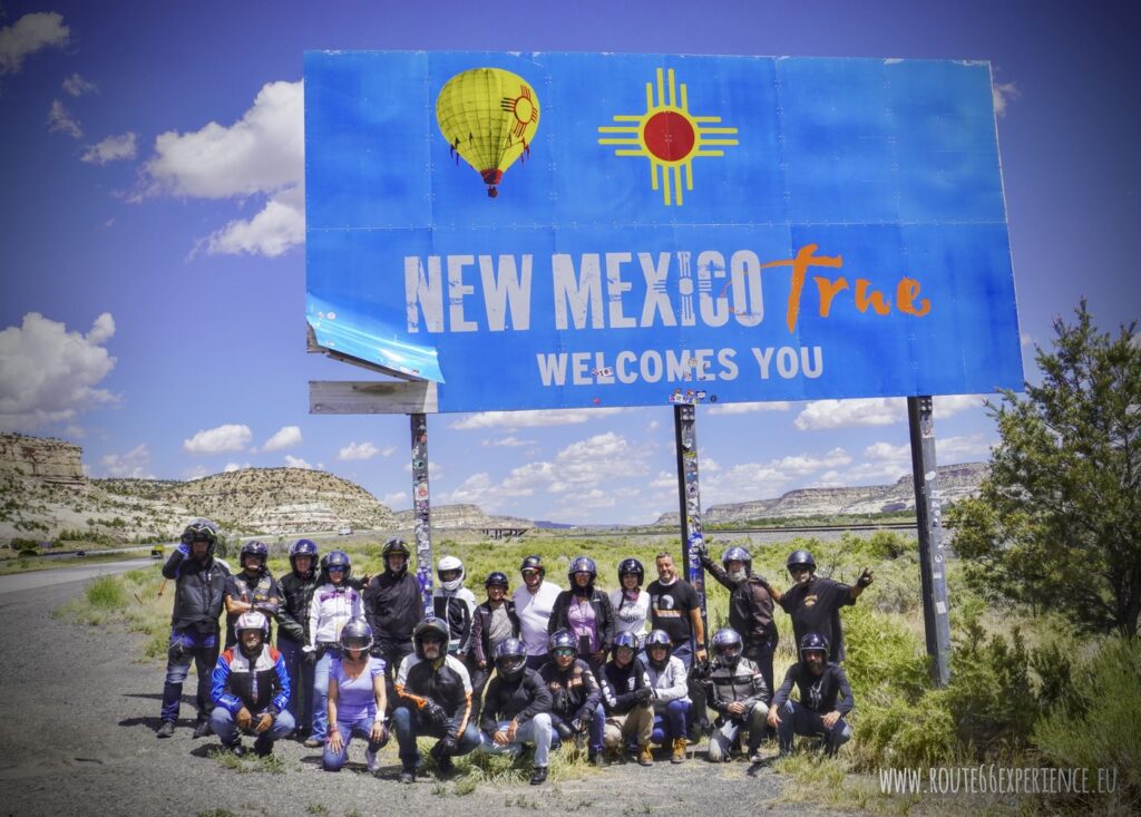 Viaje en moto por EEUU, cartel bienvenida New Mexico