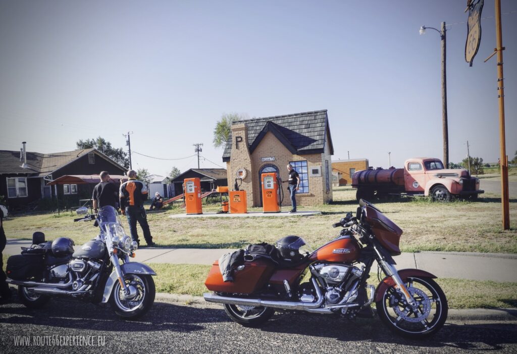 Viaje en moto, restored 1929 Route 66 Gas Station, Mc Lean